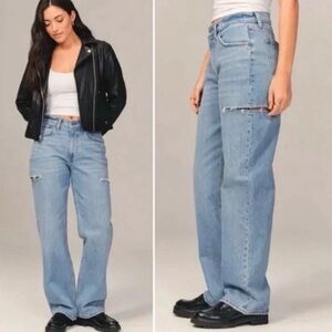 Abercrombie 90's low rise Light blue Distressed side slits Jeans size 4/27